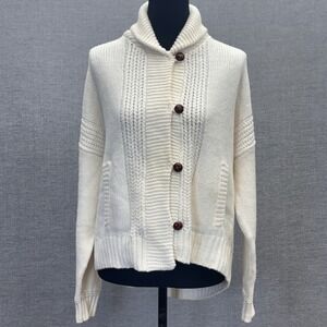 Madewell Cream Cable Knit Wool Alpaca Cardigan Chunky Knit Sweater‎ Size M